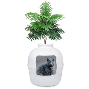 Kattesandboks med kunstig plante Divit KK16 planter kattetoalett