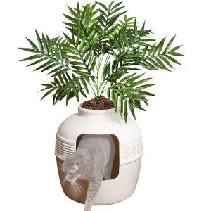 Kattesandboks med kunstig plante Divit KK16 planter kattetoalett DPLI1