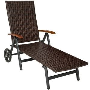Sammenleggbar hageseng Divit RB71 solseng på hjul aluminium polyrattan justerbar svart