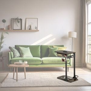 Moderner Beistelltisch BT25 mit USB Port Nachttisch C-Form DPL1