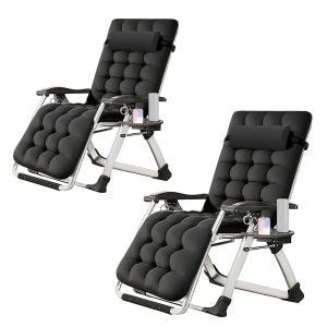 2x sammenleggbar hagestol Divit SR11 solstol solseng metall sort