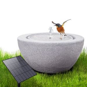 Solar fontene hage syntetisk harpiks stein bolle Ø 26 cm Divit RI58 grå DPLI1