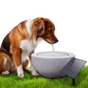 Solar fontene hage syntetisk harpiks stein bolle Ø 26 cm Divit RI58 grå DPLI2