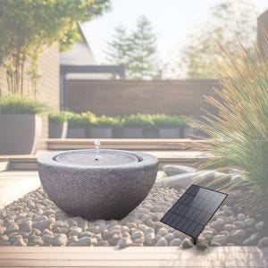 Solar fontene hage syntetisk harpiks stein bolle Ø 26 cm Divit RI58 grå DPLI3