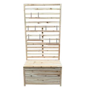 Hageskrin med hyller GR1 hagebenk plantehylle natur DPL1