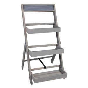 Blumentreppe Outdoor PT01 Pflanzentreppe mit Tafel Holz grau DPL2