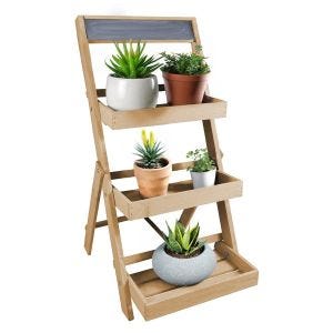 Blumentreppe Outdoor PT01 Pflanzentreppe mit Tafel Holz natur DPL3