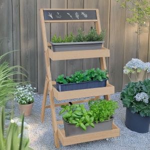 Blumentreppe Outdoor PT01 Pflanzentreppe mit Tafel Holz natur DPL4