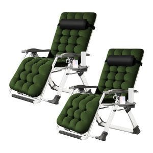 2er-Set Gartenstuhl klappbar Divit SR11 Liegestuhl Sonnenliege mit Auflage Metall olive-NW
