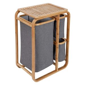 Wäschekorb 3 Fächer Divit BW4 Wäschesammler Wäschebox Bambus