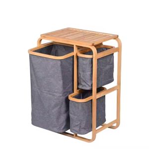 Wäschekorb 3 Fächer Divit BW4 Wäschesammler Wäschebox Bambus DPL1