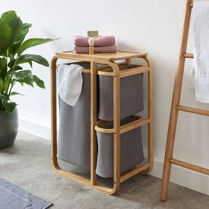 Wäschekorb 3 Fächer Divit BW4 Wäschesammler Wäschebox Bambus DPL2