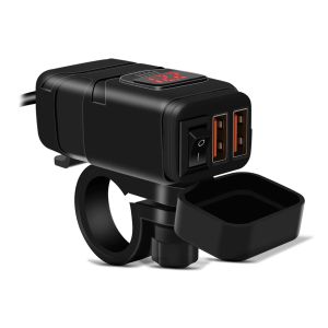 12V motorsykkel USB-uttak Lumitecs med digital batterispenningsvisning US5