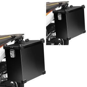 2x motorsykkel aluminium sidevesker Bagtecs Namib 35Ltr aluminium koffert svart økonomi sett