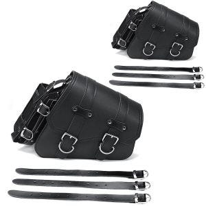2x motorsykkel-salveske egnet for cruiser og chopper sidebag SB5 høyre svart Craftride sparesett
