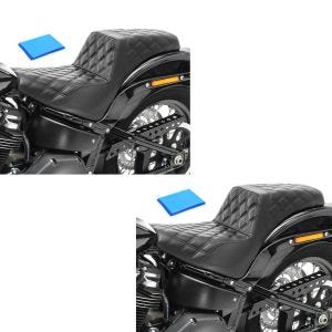 2x dobbel sete gel egnet for Harley Davidson Dyna Fat Bob 08-17 duo sete Craftride SP6 svart sparesett