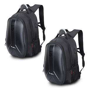 2x hardshell ryggsekk motorsykkel Bagtecs Carbon II med USB-port 37Ltr sw økonomisett