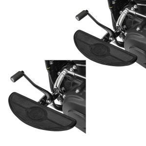 2x universelle løpebrett foran fotstøtter driver egnet for cruiser og chopper Craftride FT4 svart økonomisett