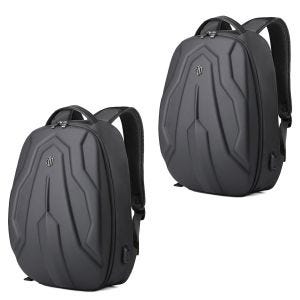 2x motorsykkelryggsekk Bagtecs BS3 veske med hardt skall med USB-port 20 liter svart økonomisett