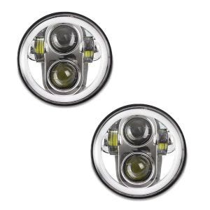 2x LED frontlykter 5,75 tommer egnet for Harley Davidson frontlykter krom Craftride M18 sparesett