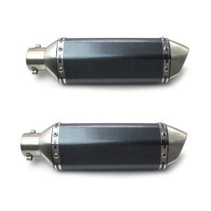 2x motorsykkel eksospotte Force karbon-look rustfritt stål sparesett