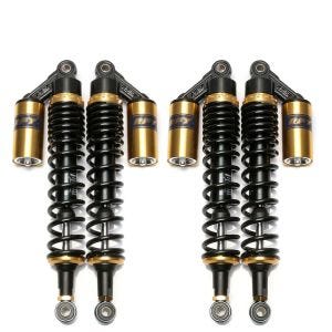 2x motorsykkel støtdempere bak 400 mm fjærbenspar universal Zaddox RS2 svart-gull sparesett