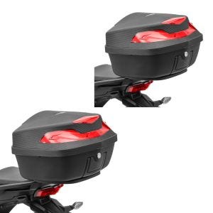 2x motorsykkel toppkoffert Bagtecs KMBR universal 48 liter rød økonomisett