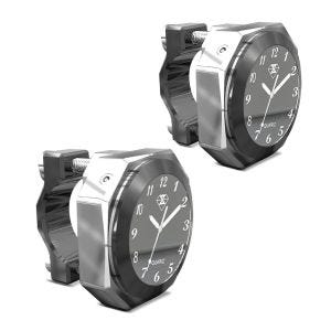 2x styreklokke motorsykkel Craftride analog klokke med styreholder LK2 krom sparesett