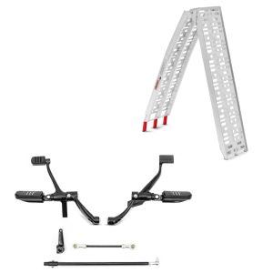 Set: Vorverlegte Fußrastenanlage für Harley Sportster 14-20 + Auffahrrampe bis 340 kg Alu-I klappbar_1