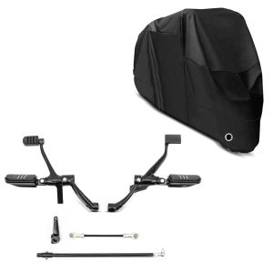 Set: Vorverlegte Fußrastenanlage für Harley Sportster 14-20 + Abdeckplane XL Faltgarage schwarz_1