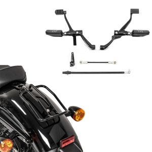 Set: Vorverlegte Fußrastenanlage für Harley Sportster 14-20 + Gepäckträger für Harley Davidson Sportster 04-20 Solo Rack schwarz_1
