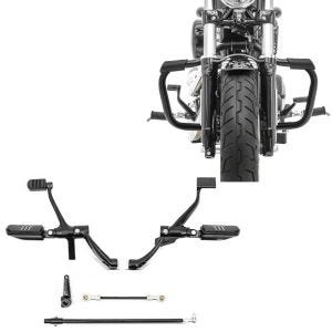 Set: Vorverlegte Fußrastenanlage für Harley Sportster 14-20 + Sturzbügel Harley Davidson Sportster 04-20 Mustache in schwarz_1