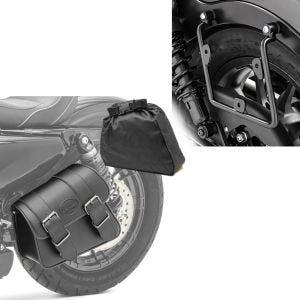 Sett: Sadelveskeholder egnet for Honda Rebel 500 17-20 venstre salvesker + salveske venstre Montana 8L sideveske for chopper svart