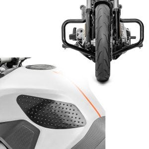 Set: Sturzbügel Mustache Harley Davidson Softail 18-21 in schwarz + Tankpad seitlich Grip Pad M Seiten Tankpad_1