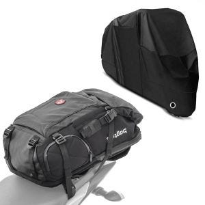 Sett: Ryggsekk HX5 halepose vanntett 45 liter med hjelmholder + presenning XL trekk i svart