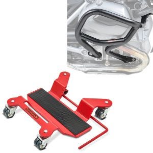 Set: Sturzbügel für BMW R 1200 GS 13-18 Motoguard L2 Schutzbügel + Rangierhilfe für Hauptständer Easy Mover I bis 300kg in rot_1