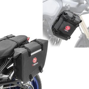 Sett: Vanntette salvesker WP6 2x15L rullelukking sidelomme + crash bar bag K3 egnet for vanntett crash bar 6L svart