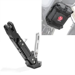 Set: Sturzbügeltasche K3 für Schutzbügel wasserdicht 6L schwarz + Seitenständer Universal Höhenverstellbar schwarz_1