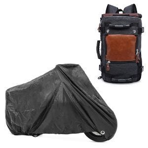 Set: Rucksack Canvas VG6 Vintage Hecktasche 28Ltr Retro schwarz + Abdeckplane XXL Faltgarage schwarz_1