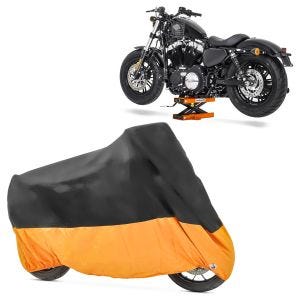Set: Hebebühne Mini-Lift Scherenheber bis 500kg in orange + Abdeckplane XXXL Faltgarage schwarz-orange_1
