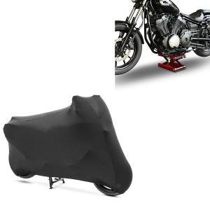Set: Hebebühne Lift M für Harley und Chopper -500 kg rot + abdeckung Indoor XL-XXL Stretch Garage in schwarz_1