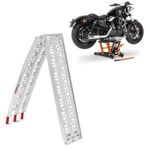 Sett: Midlift L motorsykkelheis egnet for chopper / tilpasset sykkel opp til 680 kg + tilgangsrampe opp til 340 kg Alu-I sammenleggbar CB38812