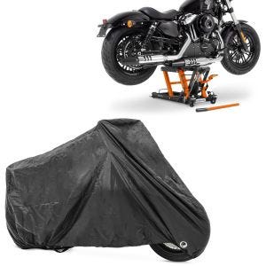 Set: Hebebühne Mid L für Harley und Chopper bis 680kg og + Abdeckplane XXL Faltgarage schwarz_1