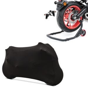Set: Hinterrad Montageständer Falcone mit L und V Aufnahme + abdeckung Indoor M-L Stretch Garage in schwarz_1