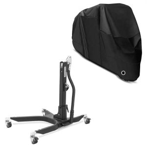 Set: Zentralständer Power Classic ohne Adapterplatte schwarz matt + Abdeckplane XL Faltgarage schwarz_1