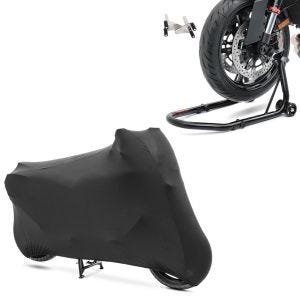 Set: Montageständer Vorderrad Racing S ständer V-Aufnahme + abdeckung Indoor XL-XXL Stretch Garage in schwarz_1