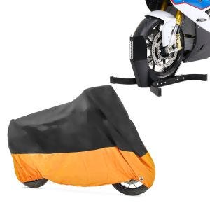 Set: Wippe Easy-Plus ständer bis 21 Zoll schwarz-matt + Abdeckplane XXXL Faltgarage schwarz-orange_1