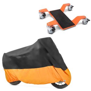 Set: Rangierhilfe für Hauptständer Easy Mover II bis 400kg in orange + Abdeckplane XXXL Faltgarage schwarz-orange_1