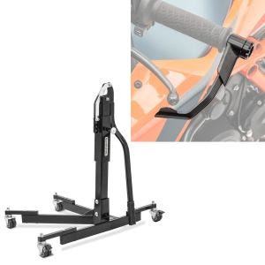 Sett: sentralstativ uten adapterplate svart motorsykkeljack Power-Evo + spakbeskytter Spakbeskyttelse bremsespak clutchspakbeskyttelse X1 svart