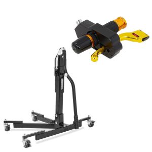 Set: Zentralständer ohne Adapterplatte schwarz heber Power-Evo + Bremshebelschloss 22 mm Lenker_1